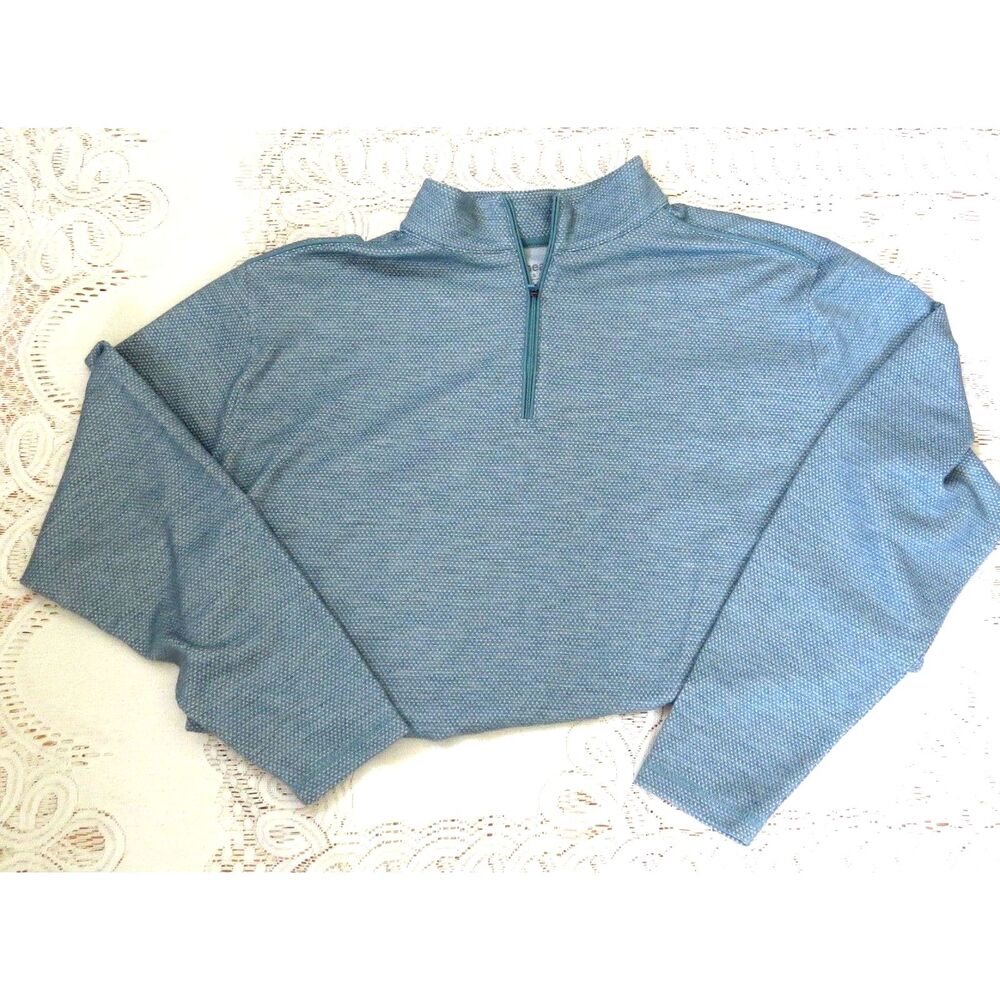 Ahead Casuals Men's Pullover Golf Sweater 1/4 Zip Sea Foam Green EUC - Picture 4 of 7